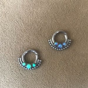 Two Opal Septum Clicker Rings, 14G, NWOT